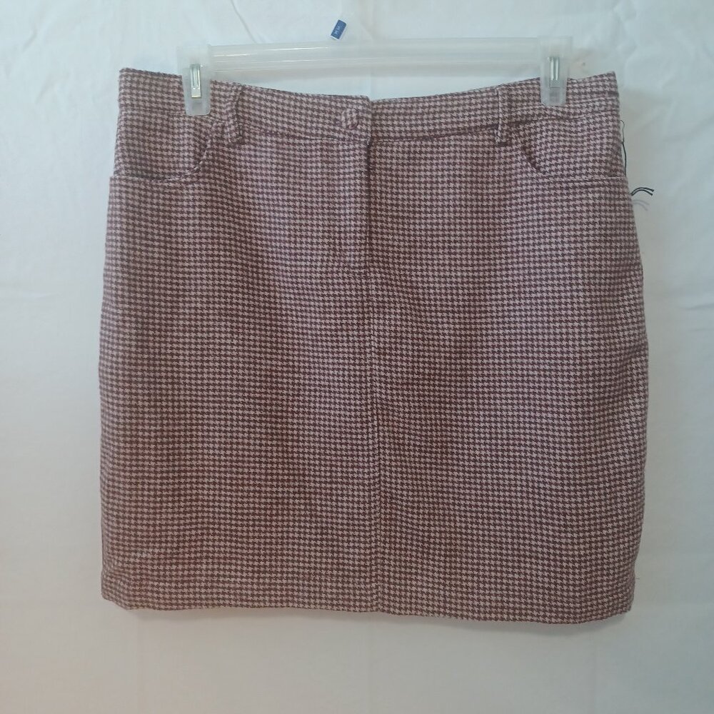 Cupcake and Cashmere skirt short‎ maroon houndstooth pattern mini sz 12